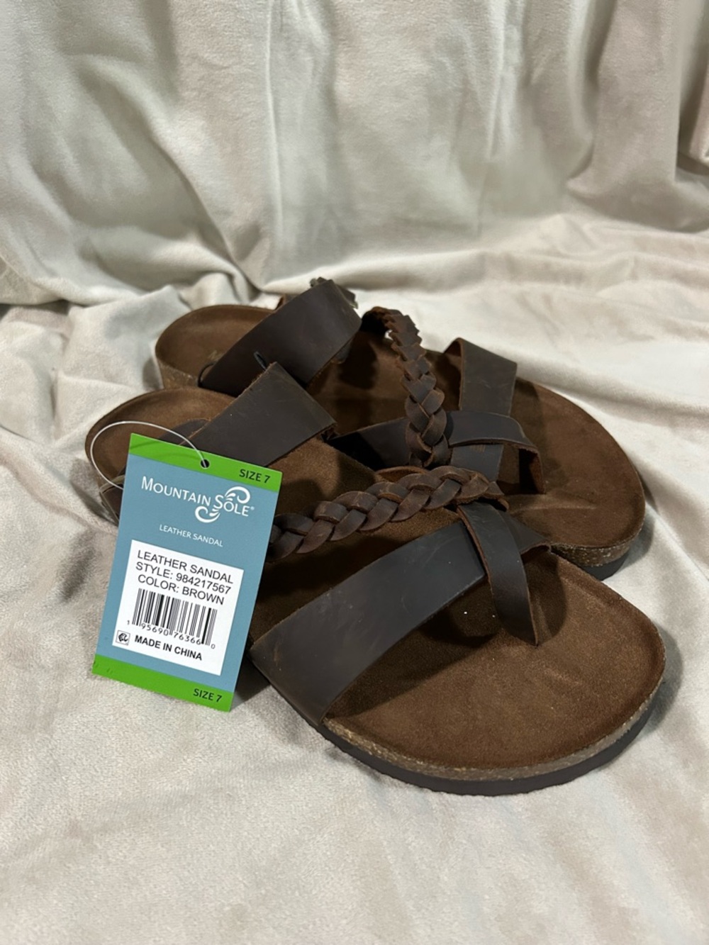 Brown Braided Leather Slide Sandals - Picture 3 of 4